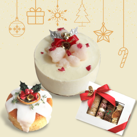 Christmas Gift Bundle 1_ Raspberry Rose Lychee Cake + Eclair + Lemon Pound Christmas Gift Bundle 1_ Raspberry Rose Lychee Cake + Eclair + Lemon Pound