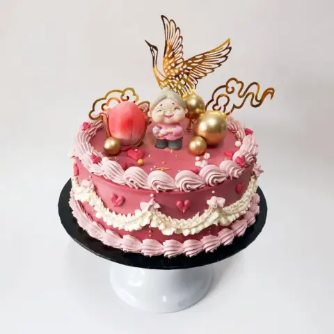 Custom Cake - 松鹤长春 Custom Cake for Elderly Birthday