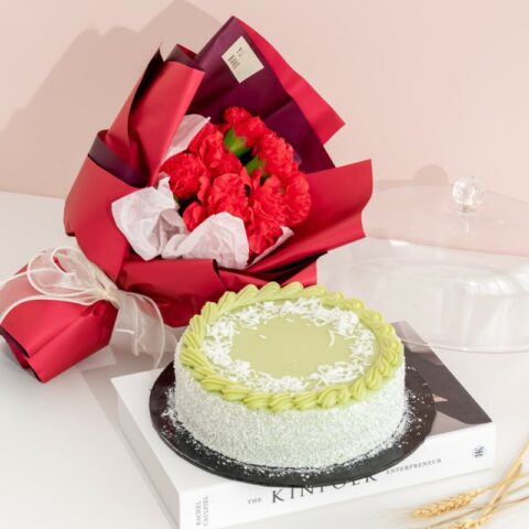 Pandan Cake & Soap Flower Bouquet