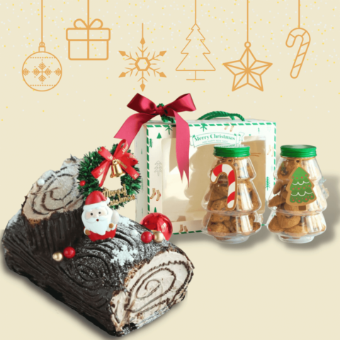 Christmas Gift Bundle 5 Log Cake + Cookies