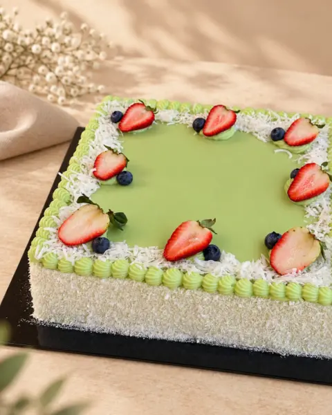 Pandan Coconut Cake with Berries