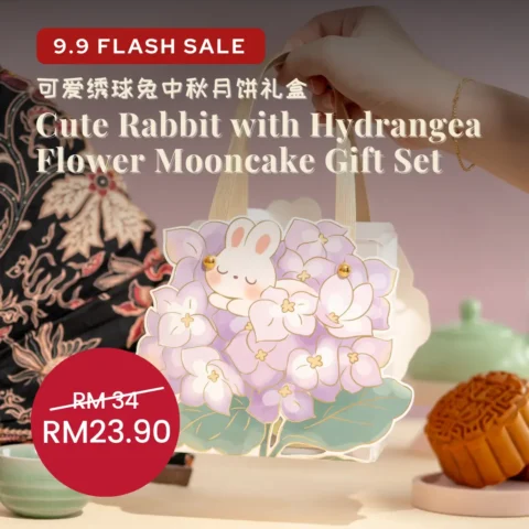 Cute Rabbit with Hydrangea Flower (mini) Mooncake Gift Set (2 mini mooncakes, assorted different flavour)