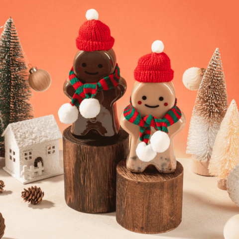 Gingerbread Milk Tea Christmas Tree Cookie Set