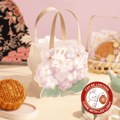 Cute Rabbit with Hydrangea Flower Mooncake Gift Set