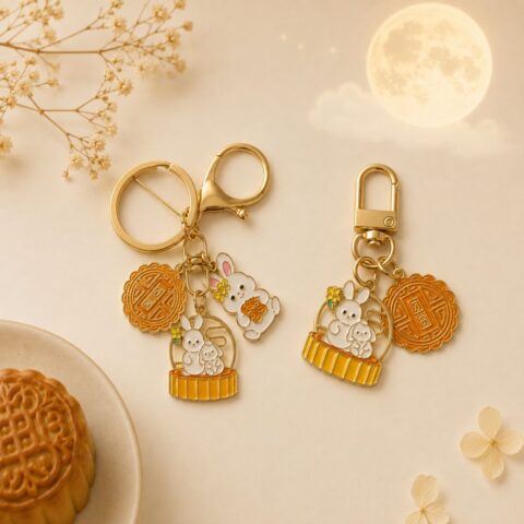 Limited Edition Golden Rabbit Mooncake Keychain