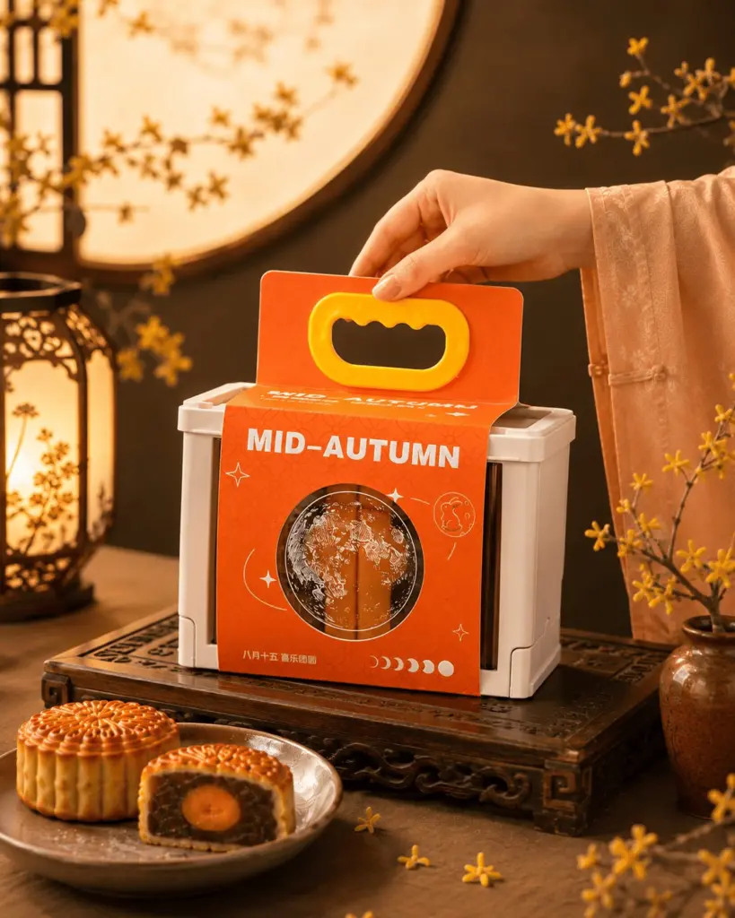 YuBake traditional mooncakes presented in a seasonal gift box